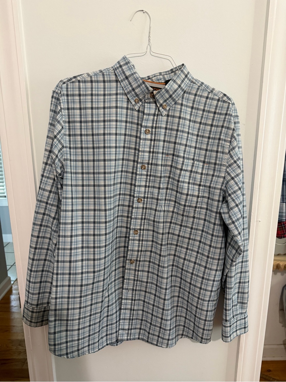 Classic Light Blue Plaid Button-Down Shirt - Casual Long Sleeve